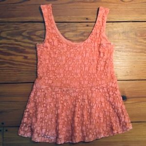 Coral Fitted Peplum Tank